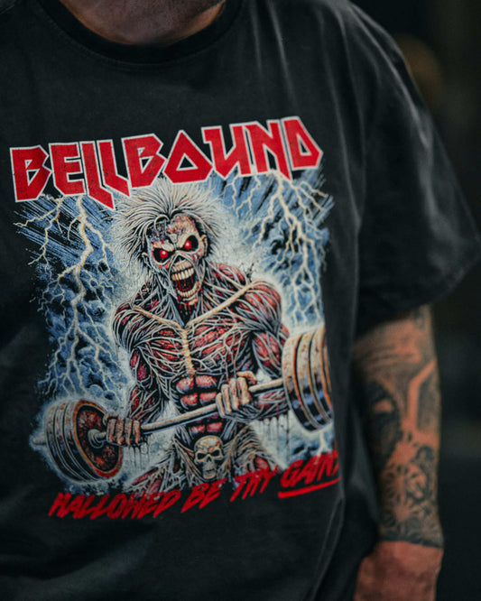 Hallowed Be Thy Gains Oversize Vintage Tee (Black)