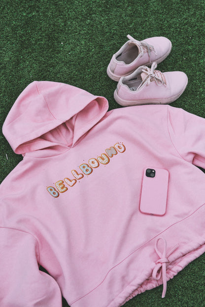 Donuts Cropped Oversize Hoodie (Light Pink)