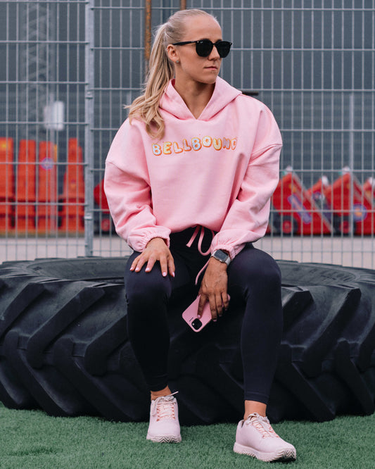 Donuts Cropped Oversize Hoodie (Light Pink)