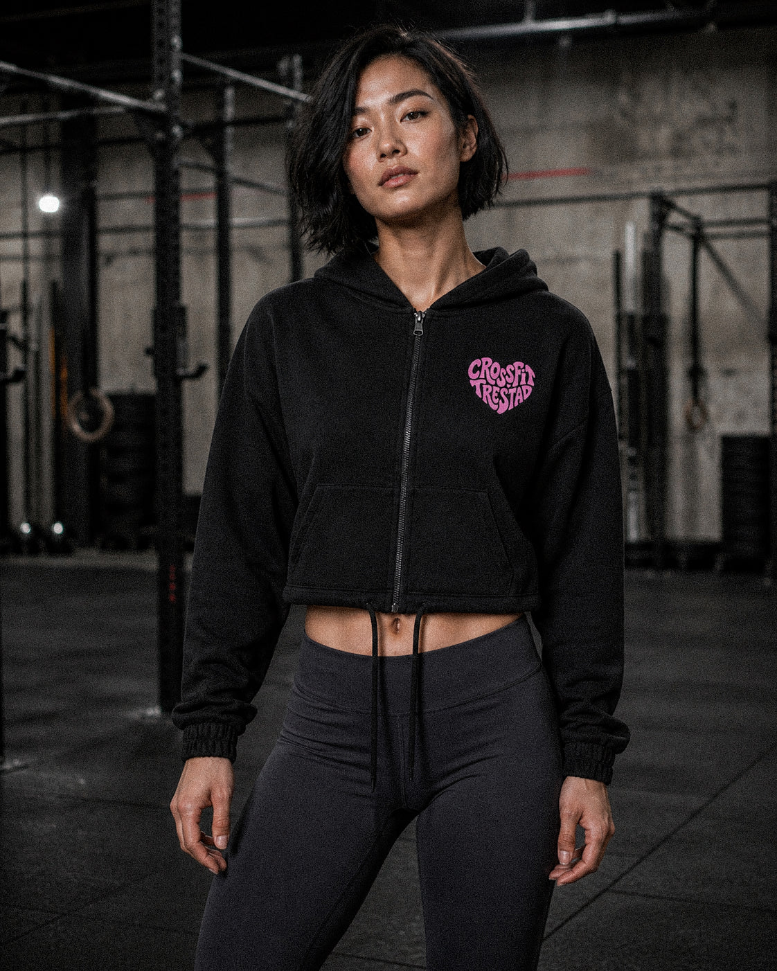 Stronger Together cropped hoodie black front
