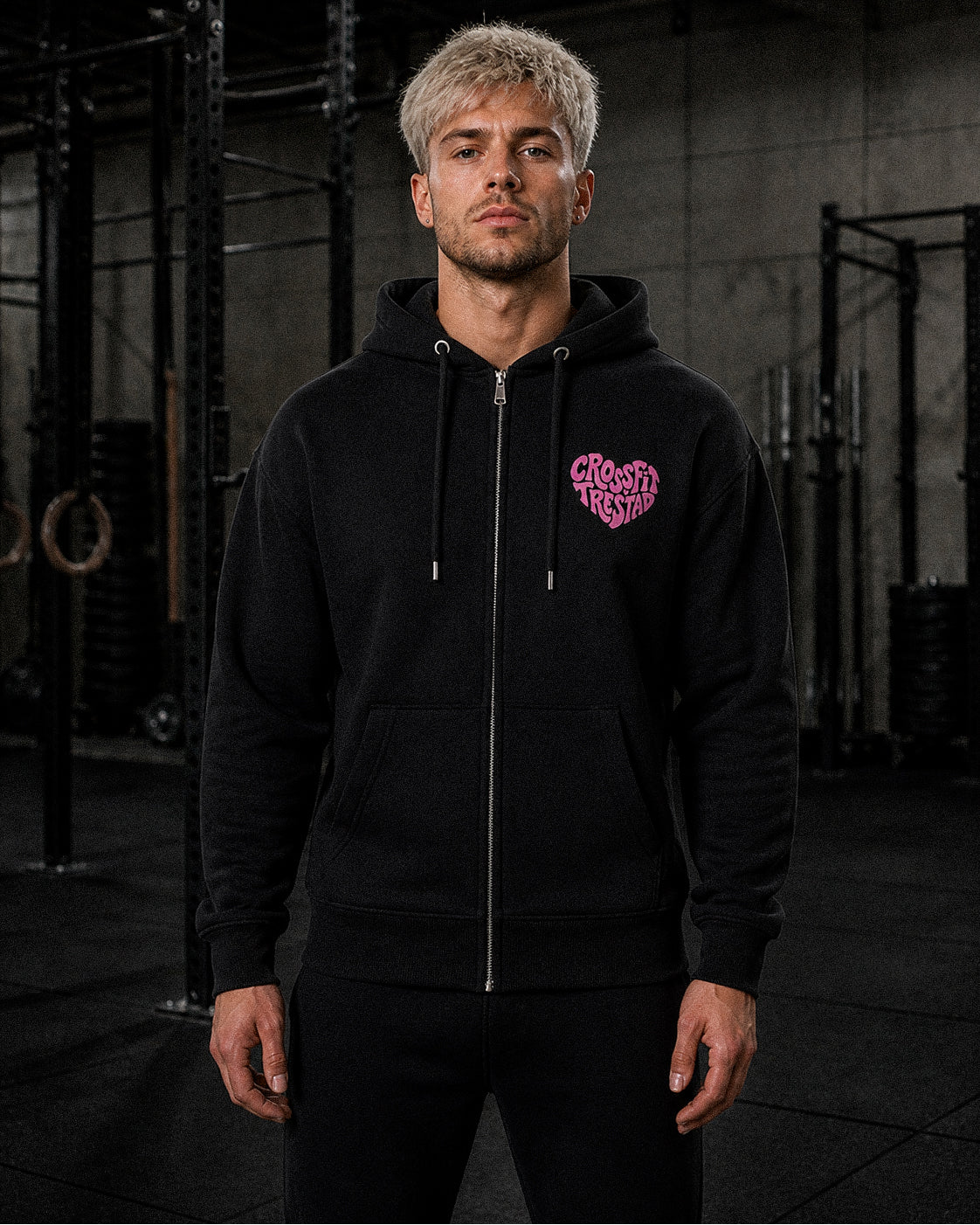 Stronger Together full-zip hoodie black front
