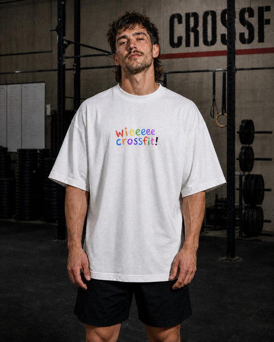 Wieeee CrossFit oversized white T-shirt – front