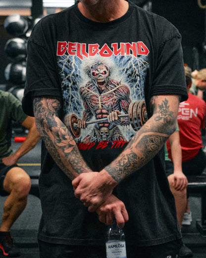 Hallowed Be Thy Gains Oversize Vintage Tee (Black)