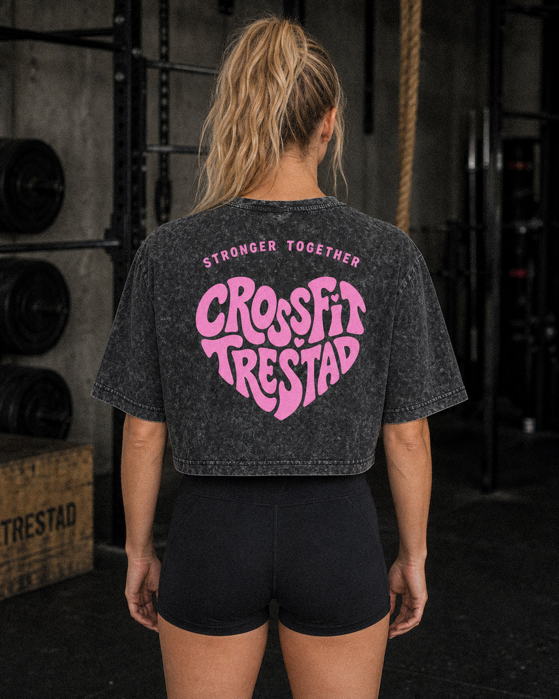 Stronger Together acid washed cropped tee - back