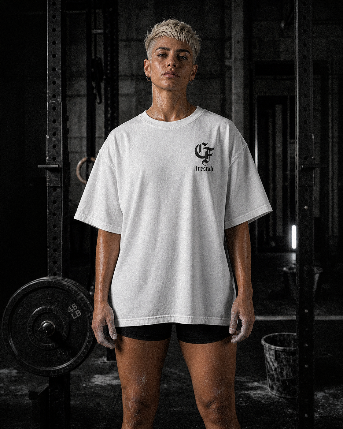 CrossFit Trestad Cali white oversized tee front