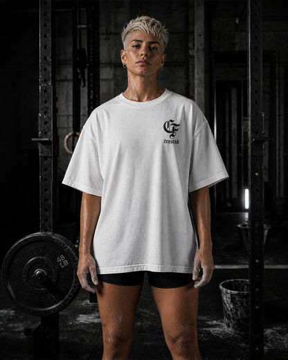 CrossFit Trestad Cali white oversized tee front