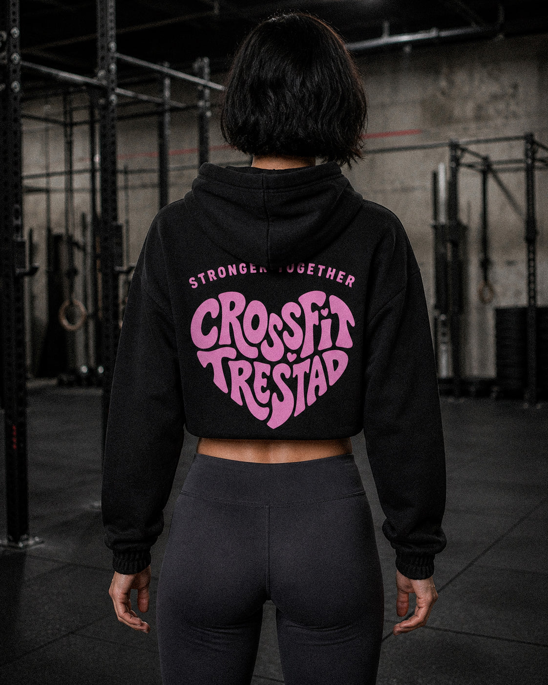Stronger Together cropped hoodie black back
