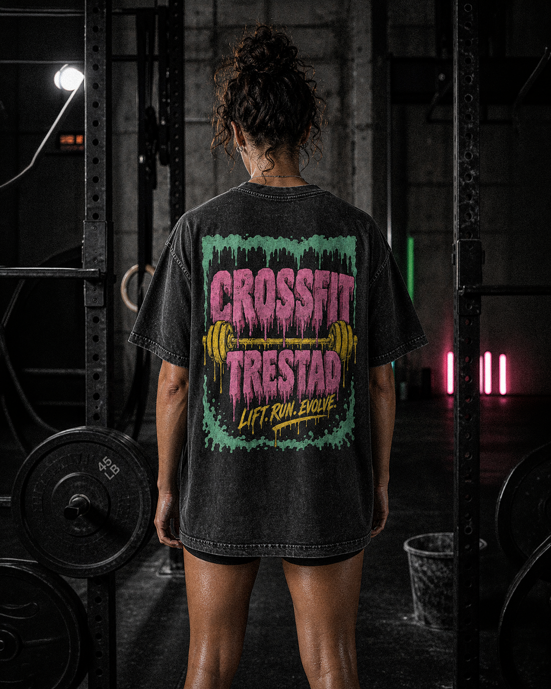 CrossFit Trestad Slime acid wash oversized tee back